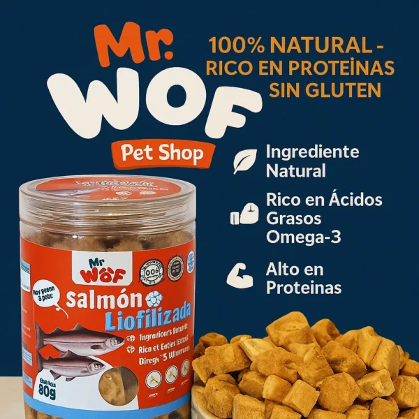 CUBOS DE SALMÓN LIOFILIZADO