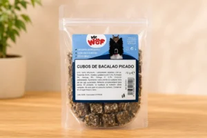Cubos de Bacalao Picado para Perros y Gatos Snack Natural