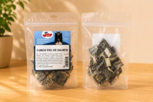 Cubos de Piel de Salmón para Perros y Gatos Snack Natural