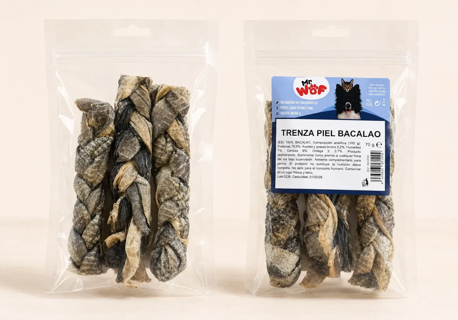 Trenza de Piel de Bacalao para Perros