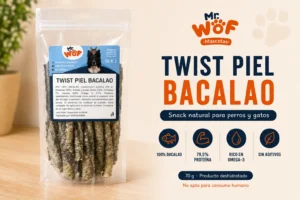 Twist de piel de bacalao deshidratada para perros de 70 g